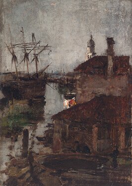 John Henry Twachtman - Ship and Dock, Venice